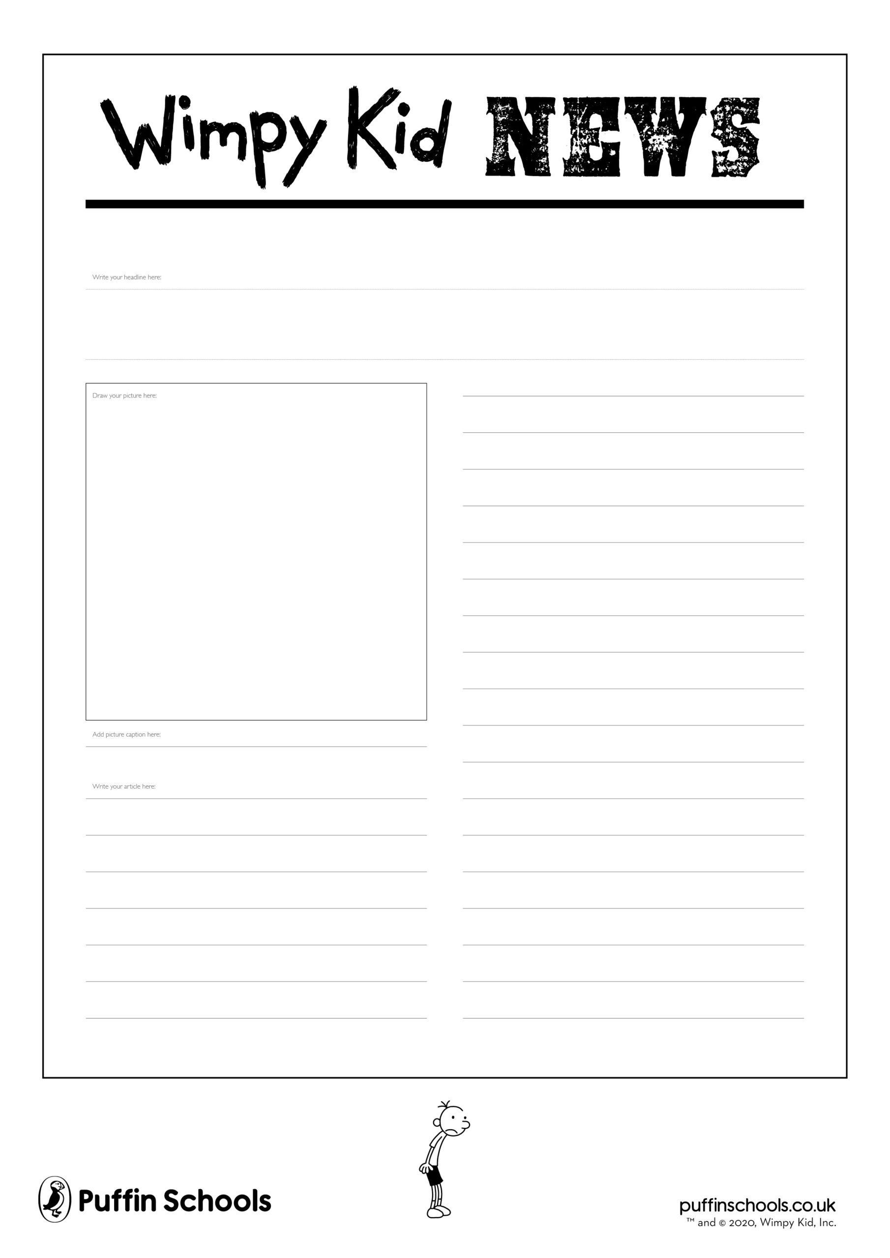 WRITING PROMPT : Wimpy Kid News - Puffin Schools Intended For Report Writing Template Ks1